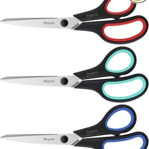 3-Pack 8" Heavy Duty Scissors with Ultra Sharp Blades and Comfort Grip Handles - For Office, Home, School, Sewing, and Crafts